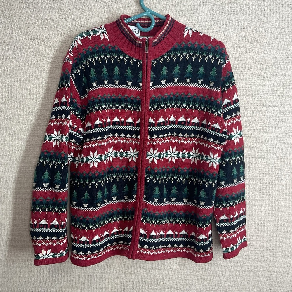 Vintage Heirloom Collectibles Womens Size Large Christmas Sweater Full Zip Ugly